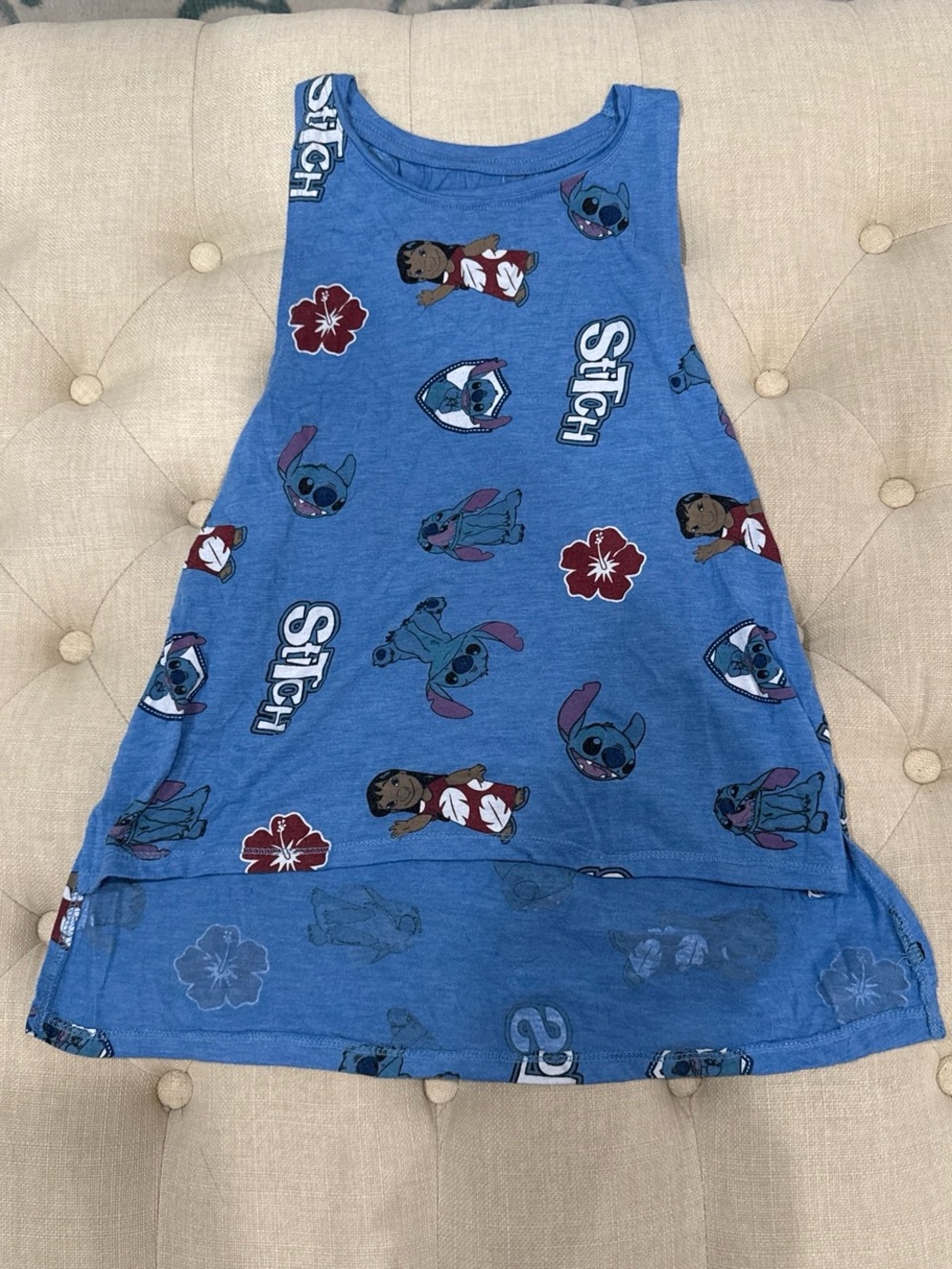 Disney Blue Lilo & Stitch Tank Dress with Hibiscus Print